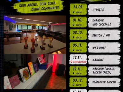 Herzliche Einladung zu unseren Club-Abenden!