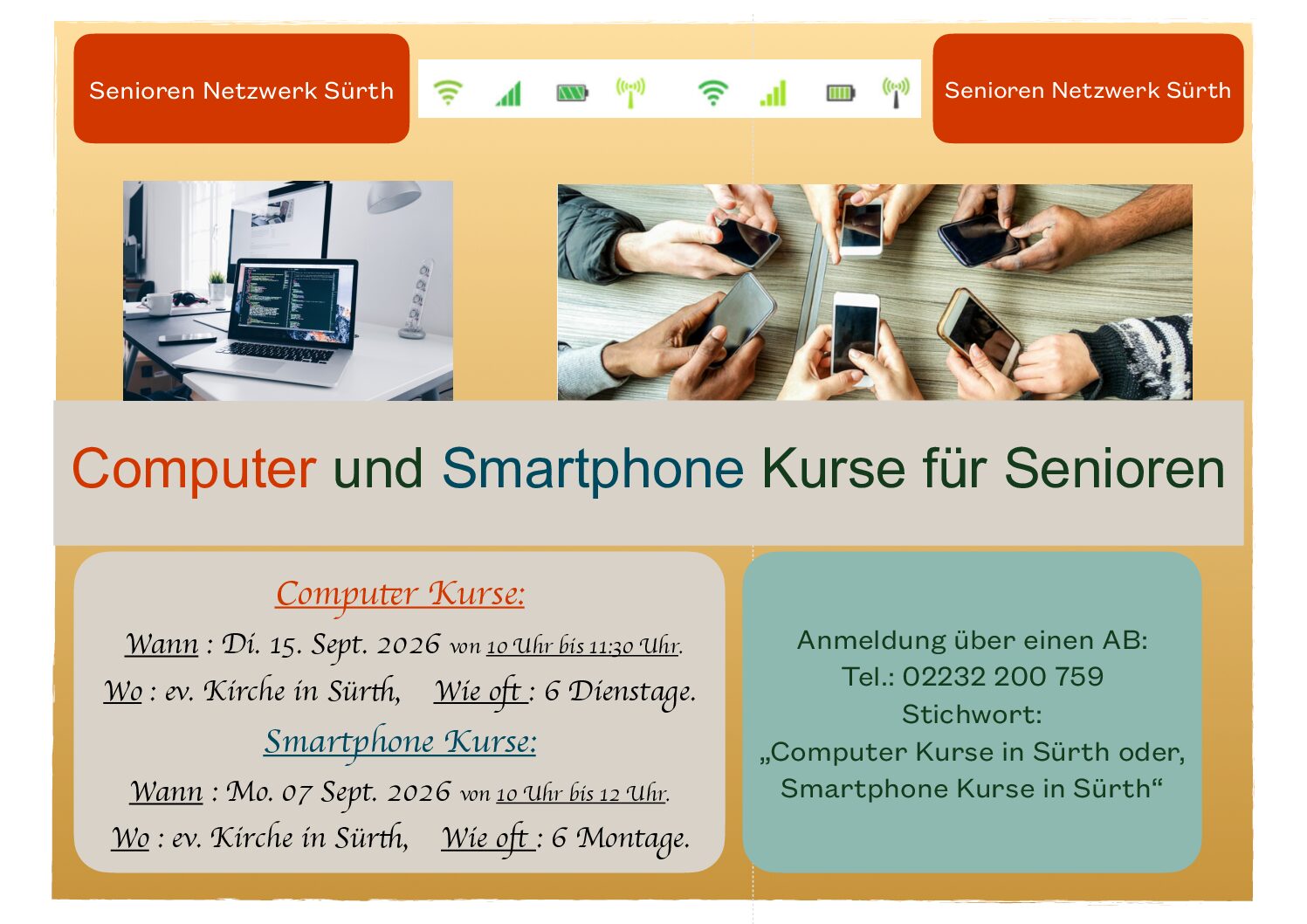 Im September starten die Computer- und Smartphone-Kurse für Seniorinnen und Senioren!
