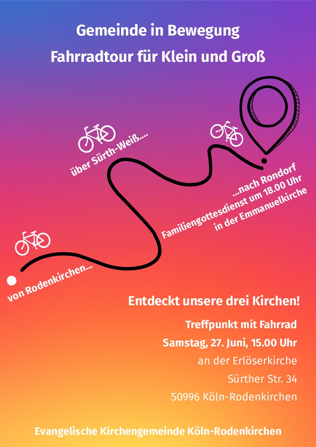 Fahrradtour für Klein und Groß mit Familiengottesdienst am 27. Juni 2026!