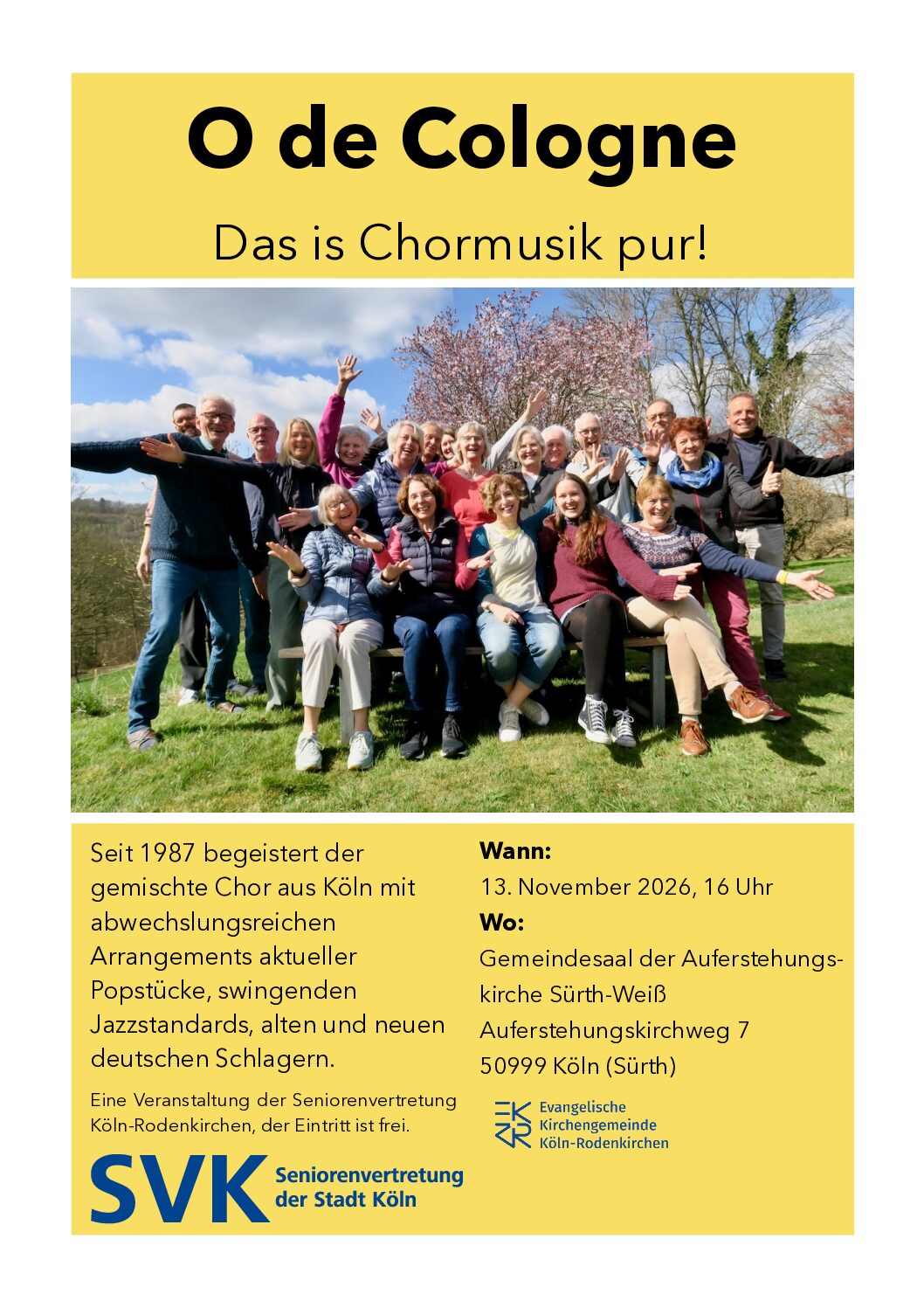 „O de Cologne“ – Herzliche Einladung zum Konzert am 13. November 2026!